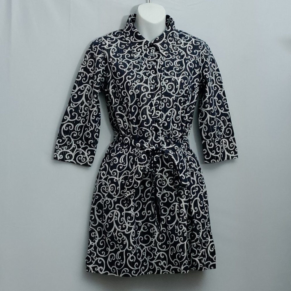 Lilly Pulitzer Shirt Dress Size 2 Scroll Metallic